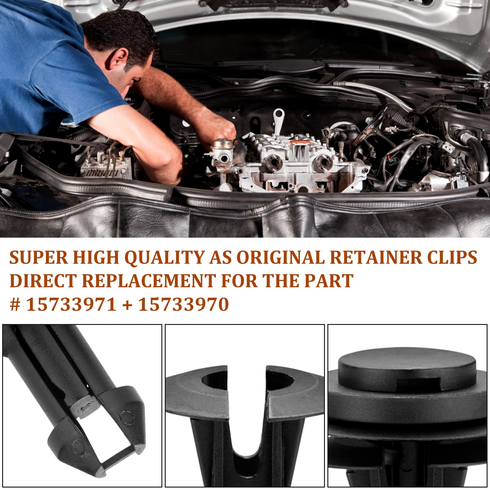 Aoit 15 Sets Air Deflecter Retainer Clips & Grommets, Front Bumper Clip Compatible With Che Vrolet Silverado Colorado Avalanche G Mc Sierra Yukon, Retainer Clips Replace G M 15733971 & 15733970